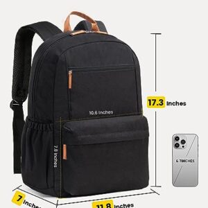 Vorspack Backpack for Men and Women - Lightweight Backpack Classical Basic Bookbag with Multi-pockets Casual Daypack for College Workplace Travel - Black