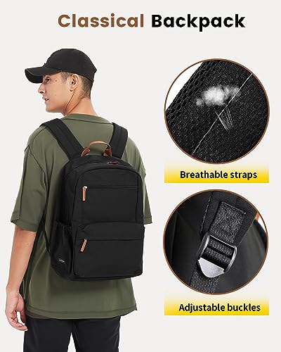 Vorspack Backpack for Men and Women - Lightweight Backpack Classical Basic Bookbag with Multi-pockets Casual Daypack for College Workplace Travel - Black