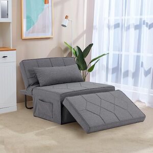 mdeam upgraded sleeper chair bed sofa bed 4 in 1 multi-function folding ottoman bed with adjustable backrest for small apartment/living room,no installation(light gray)