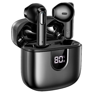hyyeosd bluetooth earbuds wireless earbuds 60hrs battery life with charging case & led power display waterproof earphones crystal-clear calls with 4 mic for iphone android sports workout gym