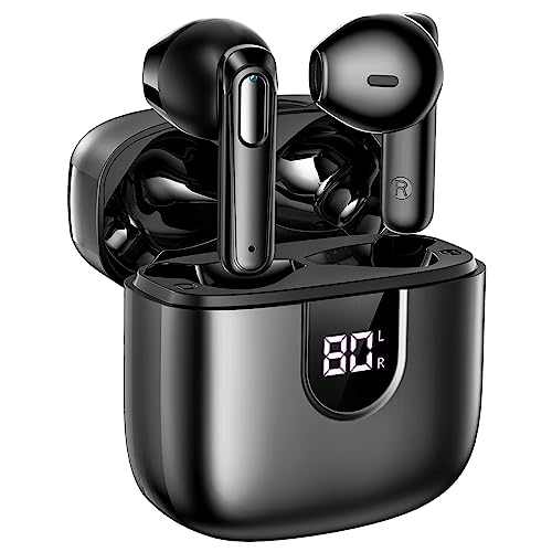 Hyyeosd Bluetooth Earbuds Wireless Earbuds 60Hrs Battery Life with Charging Case & LED Power Display Waterproof Earphones Crystal-Clear Calls with 4 Mic for iPhone Android Sports Workout Gym