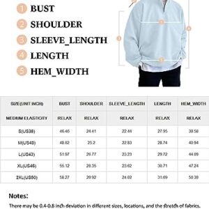 JMIERR Quarter Zip Pullover Men Stand Collar Long Sleeve Fall Sweatshirt, US 40(M), Blue