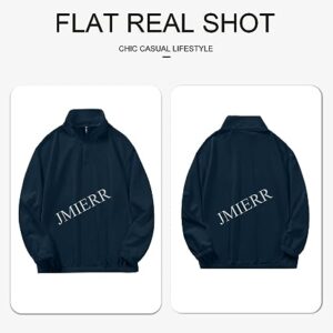 JMIERR Quarter Zip Pullover Men Stand Collar Long Sleeve Fall Sweatshirt, US 40(M), Blue