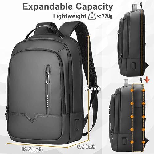 Laptop Backpack,Slim Business Backpack for Men with USB Charger,Expandable Lightweight Waterproof Travel Backpack Anti-theft Mens Bakpacks 15.6 Inch Work Computer Bag College Backpacks for Men Women