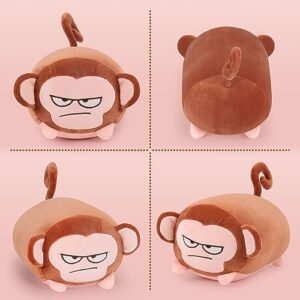 Achwishap Monkey Stuffed Animals,Monkey Plush Toy Hugging Pillow,Squishy Monkey Plush Pillow,Soft Fluffy Monkey Throw Plushie Doll,Unique Plushies Monkey for Kids Adults Bedtime Gifts(9.05”Brown)