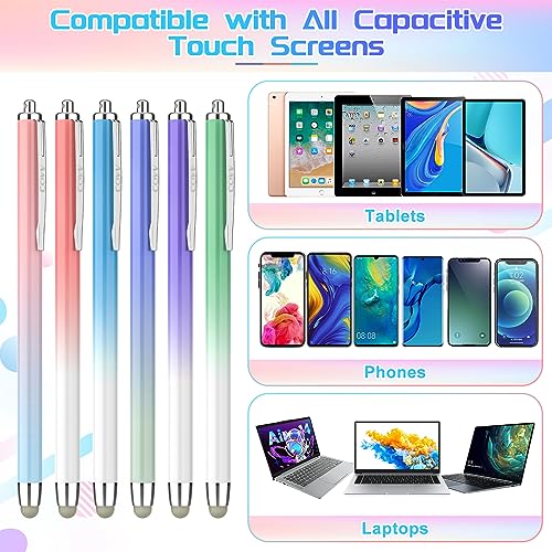 Stylus Pens for Touch Screens, 6 Pack High Sensitivity Capacitive Stylus for iPad iPhone Samsung Galaxy and Tablets, Extra 6 Replacement Tips