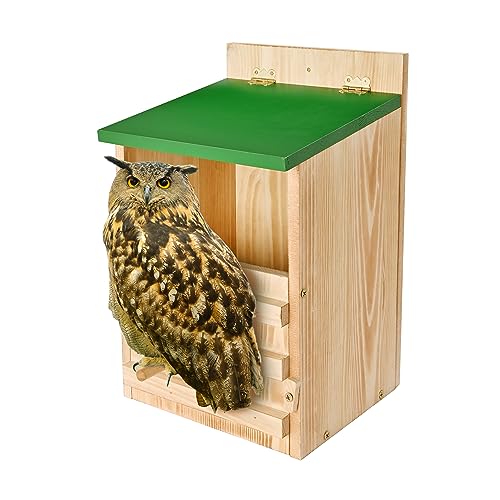 Owl House Owl Box with Bird Stand Design, Owl Nesting Box, Barn Owl, Screech owl Houses, Owl Houses Cedar for Outdoors-Easy Assembly