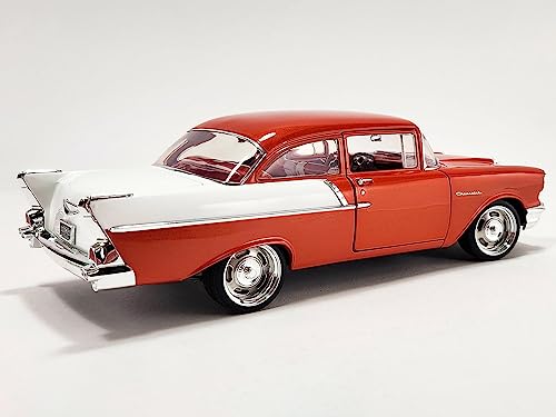 1957 Chevy 150 Custom Cruiser Orange Metallic and White Limited Edition to 300 Pieces Worldwide 1/18 Diecast Model Car by Acme A1807015