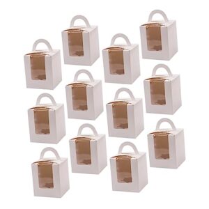 HEMOTON 24pcs Cupcake Boxes Pastry Box Mini Cake Box Mini Paper Cups Clear Cake Box Dessert Boxes with Window Cupcake Carrier Box Kraft Boxes White Card Party Cupcake Boxes Handheld Trunk