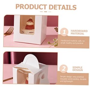 HEMOTON 24pcs Cupcake Boxes Pastry Box Mini Cake Box Mini Paper Cups Clear Cake Box Dessert Boxes with Window Cupcake Carrier Box Kraft Boxes White Card Party Cupcake Boxes Handheld Trunk