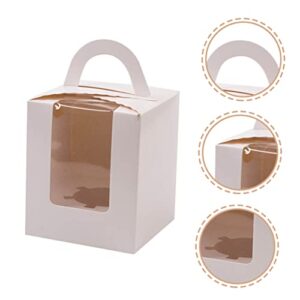 HEMOTON 24pcs Cupcake Boxes Pastry Box Mini Cake Box Mini Paper Cups Clear Cake Box Dessert Boxes with Window Cupcake Carrier Box Kraft Boxes White Card Party Cupcake Boxes Handheld Trunk