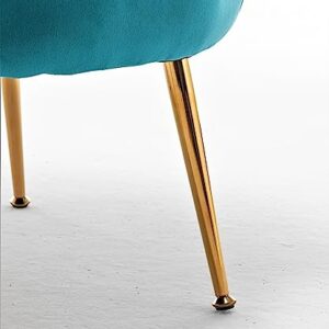 Container Furniture Direct Velvet Barrel Accent Chair with Scalloped Silhouette and Gold Metal Legs, Decorative Piece Suitable for Traditional, Modern, and Contemporary Spaces, Greenish Blue