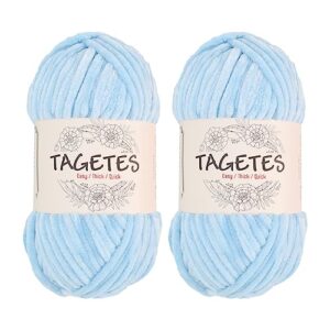 2 pcs - soft and bulky velvet yarn for knitting thick & quick | 2x100g yarn crochet and knitting assorted yarn baby velvet bulk for adults and kids (baby blue)