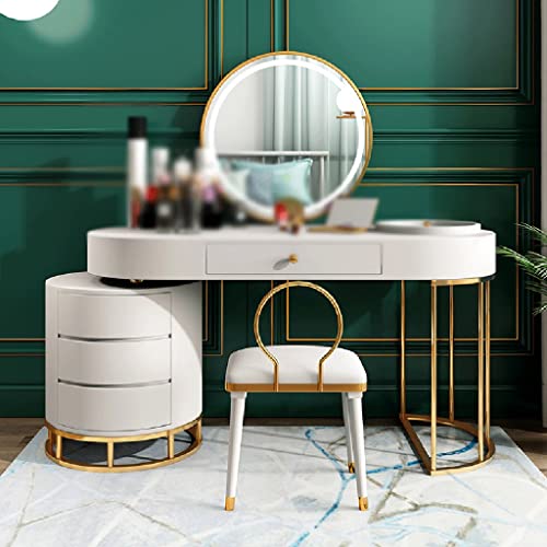 ZGJHFF Multi-Drawer Dressing Table LED Light Vanity Table and Chair Set Combination Dressing Table