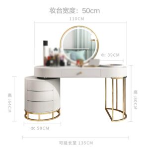 ZGJHFF Multi-Drawer Dressing Table LED Light Vanity Table and Chair Set Combination Dressing Table