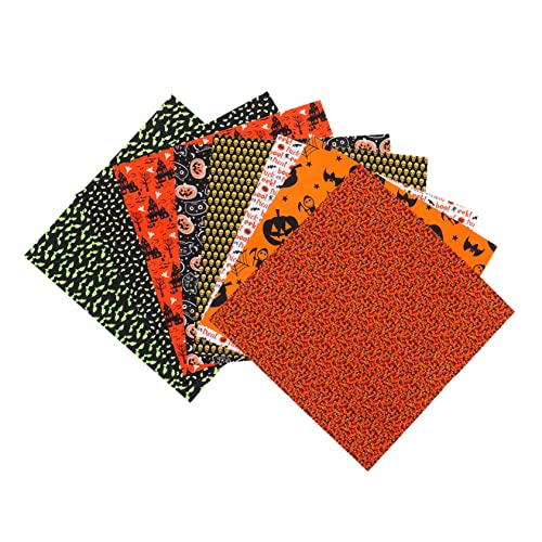 Amosfun 8pcs Pumpkin Cotton Fabric Quilt Fabric Quilting Fabric Camo Fabric Precut Fabric Scraps Sewing Craft Pre- Cut Quilt Squares Printed Craft Fabric Halloween Cloth DIY Sewing Cloth