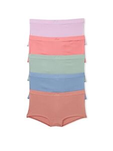 victoria's secret pink naturals boyshort 5 pack, cotton panty pack, women's underwear, natural tea dye (l)
