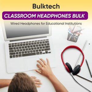 Bulktech Wired On-Ear Leather Headphones with 3.5mm Connector, Bulk Wholesale, 10 Pack, Assorted Colors