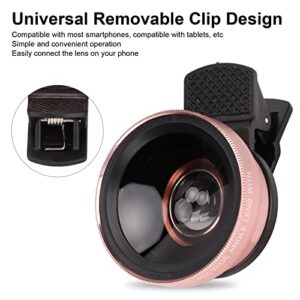 Phone Camera Lens, 2 in 1 Cell Phone Wide Angle Macro Lens, 0.45X Wide Angle Lens, 12.5X Macro Lens, Clip On Phone Lens with Dust Cover, for Phone Tablet (Rose Gold)