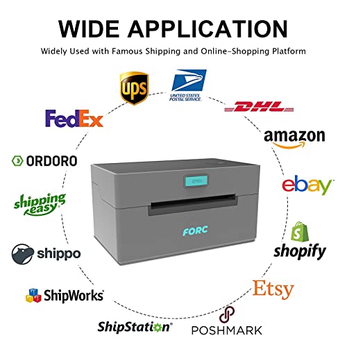 Forc Thermal Label Printer for Shipping Packages, Shipping Label Printer for Small Business, 4x6 Thermal Printer for Shipping Labels from Shipstation, Ebay, UPS, Amazon