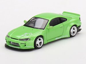 silvia (s15) rhd (right hand drive) rocket bunny green limited edition 1/64 diecast model car by true scale miniatures mgt00500