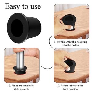 Aphrordity 3 Pcs Patio Table Umbrella Hole Ring, Silicone Umbrella Table Hole Insert, Umbrella Cone Wedge Plug for 2 to 2.5 Inch Patio Table Hole and 1.5 Inch Umbrella Pole Adapter. Black