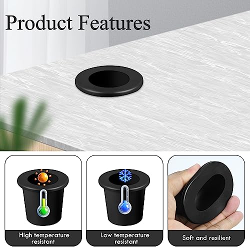 Aphrordity 3 Pcs Patio Table Umbrella Hole Ring, Silicone Umbrella Table Hole Insert, Umbrella Cone Wedge Plug for 2 to 2.5 Inch Patio Table Hole and 1.5 Inch Umbrella Pole Adapter. Black