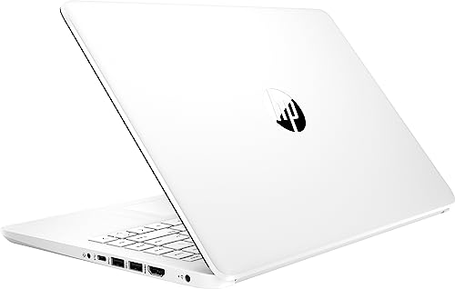 HP Newest 14" HD Light Thin Laptop for Student Business, Quad-Core Intel N4120, 4GB RAM, 64GB eMMC, Webcam, HDMI, Wi-Fi, Long Battery, Windows 11 S + 1 Year Office 365, White+MarxsolCable