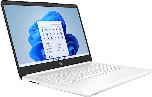 HP Newest 14" HD Light Thin Laptop for Student Business, Quad-Core Intel N4120, 4GB RAM, 64GB eMMC, Webcam, HDMI, Wi-Fi, Long Battery, Windows 11 S + 1 Year Office 365, White+MarxsolCable