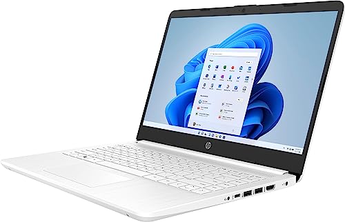 HP Newest 14" HD Light Thin Laptop for Student Business, Quad-Core Intel N4120, 4GB RAM, 64GB eMMC, Webcam, HDMI, Wi-Fi, Long Battery, Windows 11 S + 1 Year Office 365, White+MarxsolCable