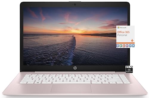 HP 2023 Newest 14" HD Ultral Light Thin Laptop, Quad-Core Intel Celeron Processor, 4GB RAM, 64GB eMMC, Webcam, HDMI, Wi-Fi, Upto 11 Hours, Windows 11 S + 1 Year Office 365+HubxcelAccessory,Rose Pink