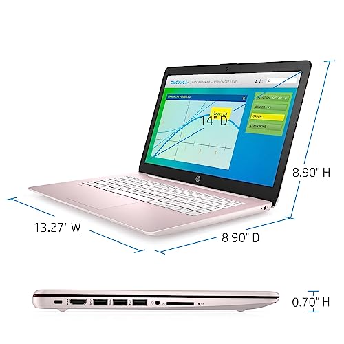 HP 2023 Newest 14" HD Ultral Light Thin Laptop, Quad-Core Intel Celeron Processor, 4GB RAM, 64GB eMMC, Webcam, HDMI, Wi-Fi, Upto 11 Hours, Windows 11 S + 1 Year Office 365+HubxcelAccessory,Rose Pink