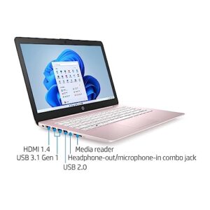 HP 2023 Newest 14" HD Ultral Light Thin Laptop, Quad-Core Intel Celeron Processor, 4GB RAM, 64GB eMMC, Webcam, HDMI, Wi-Fi, Upto 11 Hours, Windows 11 S + 1 Year Office 365+HubxcelAccessory,Rose Pink