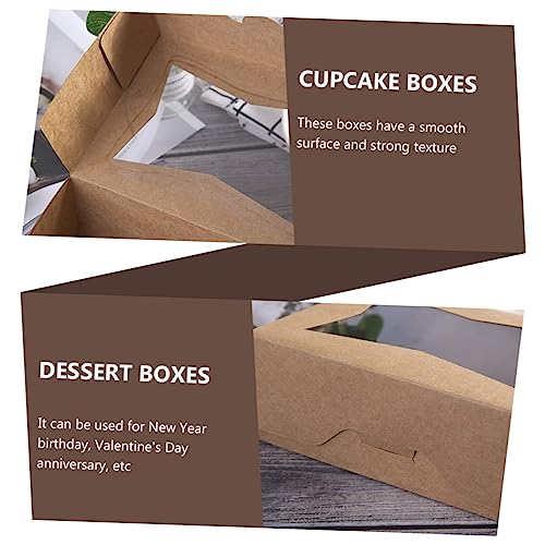 SOLUSTRE 3pcs Boxes Packing Box Mini Paper Cups Mini Cake Boxes Snack Box Container Kraft Paper Treat Box Muffin Boxes Paper Take Out Box Shipping Boxes Bakery Take Out Containers Pie Boxes