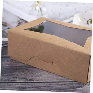 SOLUSTRE 3pcs Boxes Packing Box Mini Paper Cups Mini Cake Boxes Snack Box Container Kraft Paper Treat Box Muffin Boxes Paper Take Out Box Shipping Boxes Bakery Take Out Containers Pie Boxes