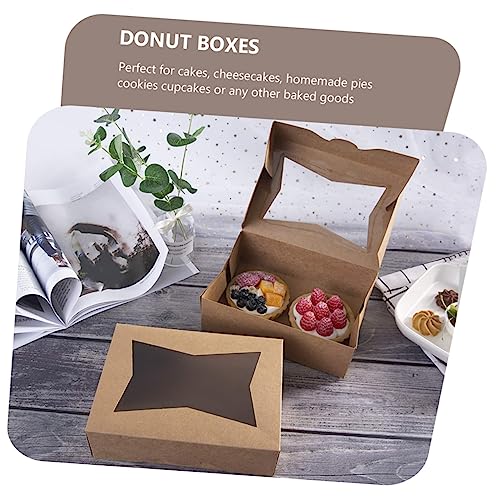 SOLUSTRE 3pcs Boxes Packing Box Mini Paper Cups Mini Cake Boxes Snack Box Container Kraft Paper Treat Box Muffin Boxes Paper Take Out Box Shipping Boxes Bakery Take Out Containers Pie Boxes