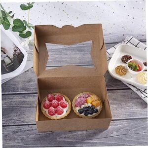 SOLUSTRE 3pcs Boxes Packing Box Mini Paper Cups Mini Cake Boxes Snack Box Container Kraft Paper Treat Box Muffin Boxes Paper Take Out Box Shipping Boxes Bakery Take Out Containers Pie Boxes