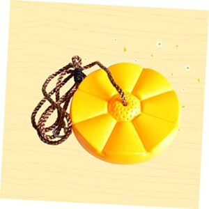 CLISPEED Round Swings for Kids Outdoor Toddler Swing Outdoor Indoor Swing for Kids Rope Tree Swing Childrens Swing with Petals Rope Ladder Swing Yellow Disc Swing Seat The Swing Daisy Toy