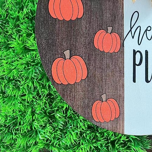 Hey There Pumpkin Welcome Hanging Sign Front Door Decor Fall Decorative Wooden Welcome Sign Rustic Porch Decoration for Home Office Garden Farmhouse 12 Inch