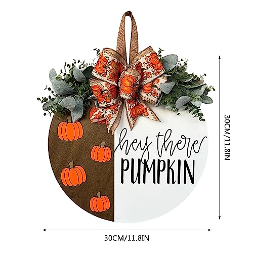 Hey There Pumpkin Welcome Hanging Sign Front Door Decor Fall Decorative Wooden Welcome Sign Rustic Porch Decoration for Home Office Garden Farmhouse 12 Inch