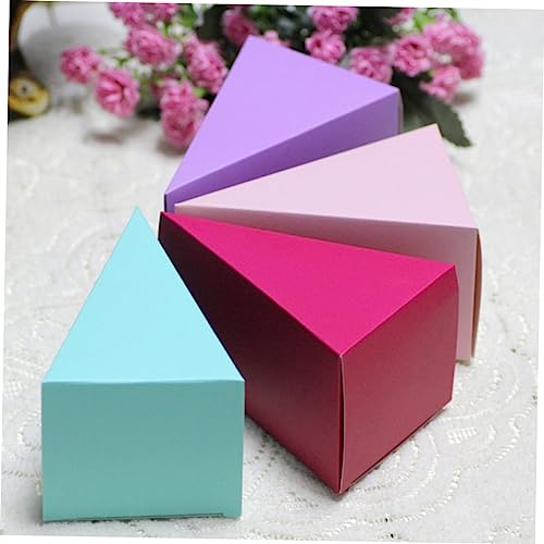 HEMOTON 50pcs Boxes Mini Cake Boxes Cake Containers Mini Cupcake Boxes Candy Boxes Triangle Shape Paper Small Baking Boxes Violet Candy Box for Party Triangle Cake Boxes Creative Candy Box