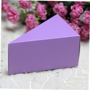 HEMOTON 50pcs Boxes Mini Cake Boxes Cake Containers Mini Cupcake Boxes Candy Boxes Triangle Shape Paper Small Baking Boxes Violet Candy Box for Party Triangle Cake Boxes Creative Candy Box