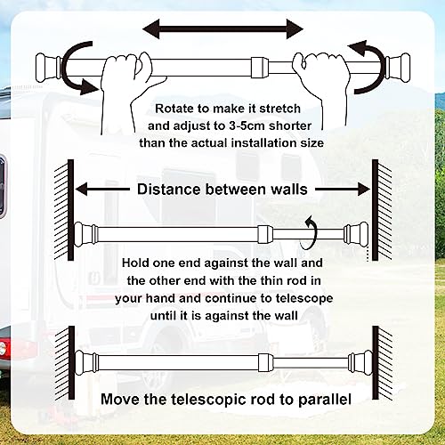 LOVYNO 4 Sets Double RV Refrigerator Bars Adjustable RV Tension Rods for Refrigerator Fridge Bars for Holding Food Drinks in Place Extendable RV Refrigerator Accessories from 9.8'' to 16.5''