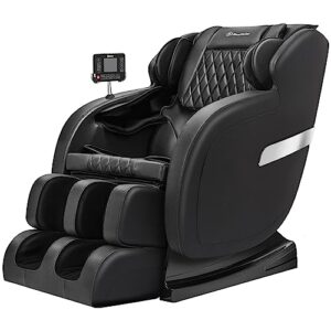 real relax 2023 massage chair, zero gravity sl-track shiatsu massage recliner chair with heat body scan bluetooth foot roller app controller, favor 05 black