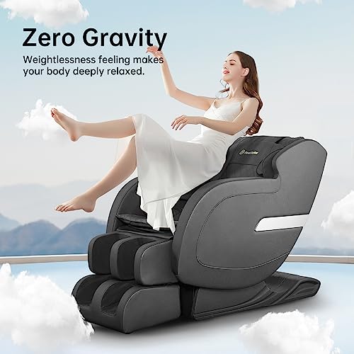 Real Relax 2023 Massage Chair, Zero Gravity SL-Track Shiatsu Massage Recliner Chair with Heat Body Scan Bluetooth Foot Roller APP Controller, Favor 05 Black