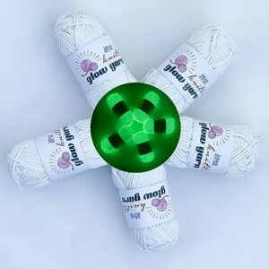 bulingbuling glow in the dark yarn, crochet yarn for crocheting,yarn for diy art,knitting, crocheting, and crafts-5 pack of 260g/9oz- 275 yards white