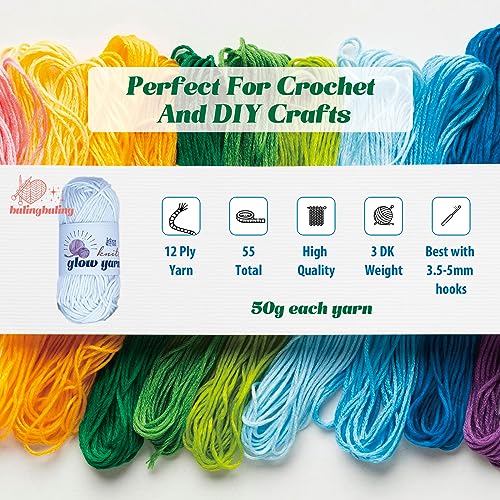 Bulingbuling Glow in The Dark Yarn, Crochet Yarn for Crocheting,Yarn for DIY Art,Knitting, Crocheting, and Crafts-5 Pack of 260g/9oz- 275 Yards White