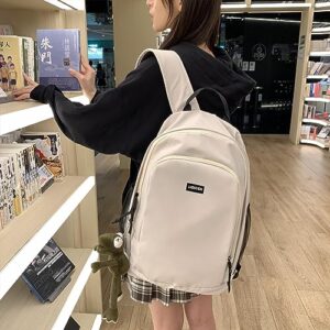 coowoz College Backpack Waterproof White College Bags For Women Lightweight Travel Rucksack Casual Daypack Laptop Backpacks For Men Women(White)
