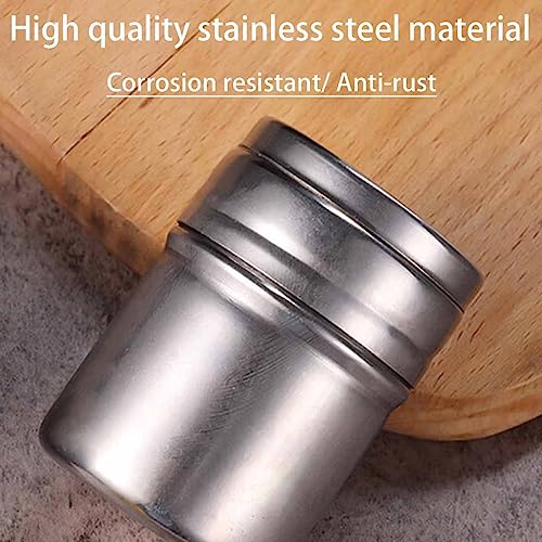 LEYLEK 3Pcs Stainless Steel Salt And Pepper Shakers Or Pepper Shaker with Adjustable Three Swivel Type Holes for Salt Powder Sugar Cinnamon Pepper Spice Dispenser with Adjustable Pour Holes/Silver