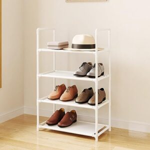 COAPUKT 4-Tier Small Shoe Rack, Narrow Kids Shoe Rack Stackable Organizer Storage,Sturdy Shoe Stand for Closet Entryway Hallway(4 Tiers-White)